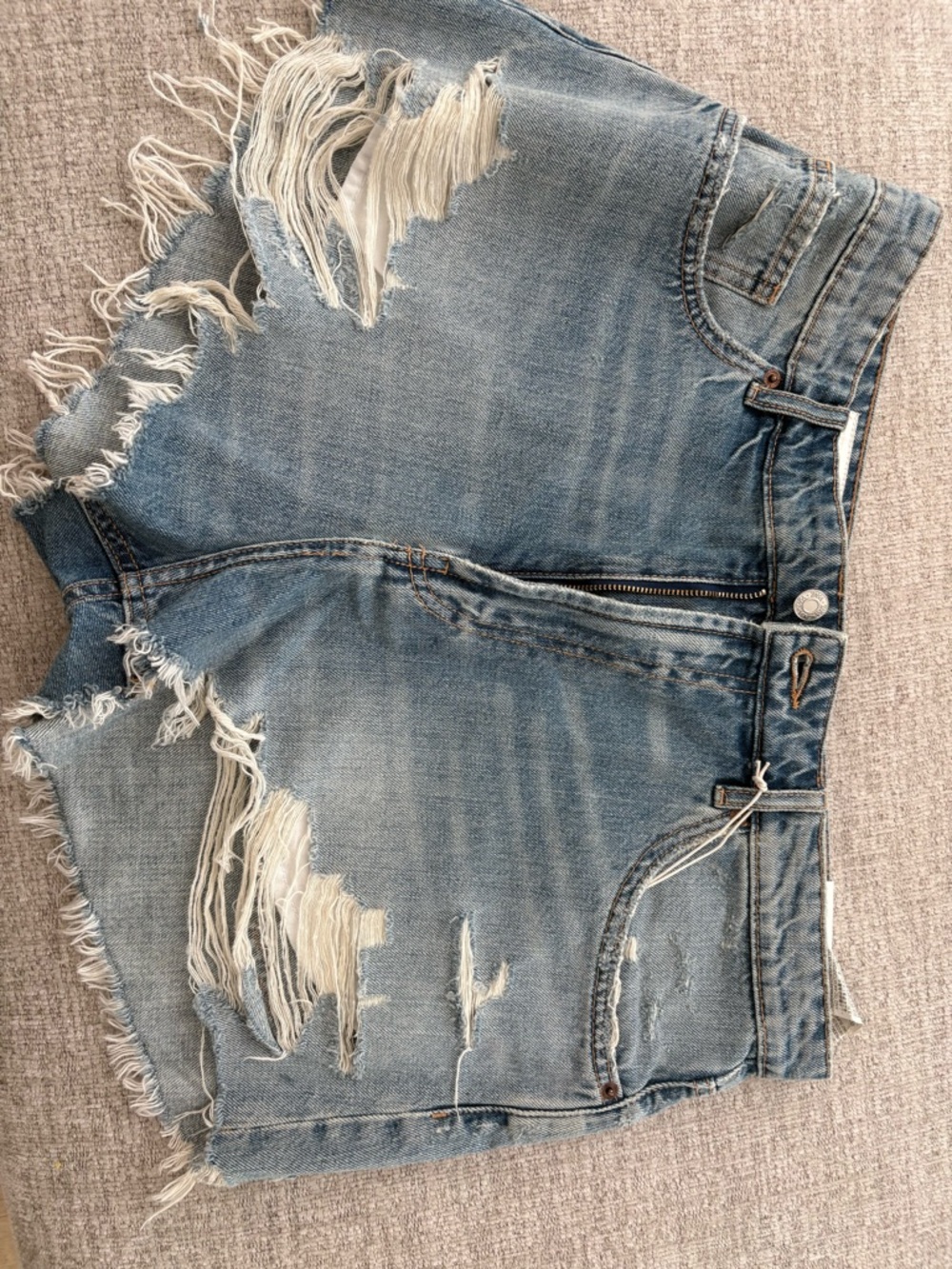 Zara Light Blue Distressed Denim Jean Shorts
